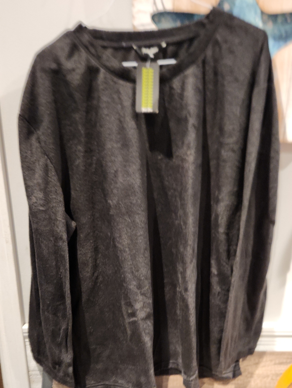 Just Love Black Velvet Long-Sleeve Shirt - Crew Neck